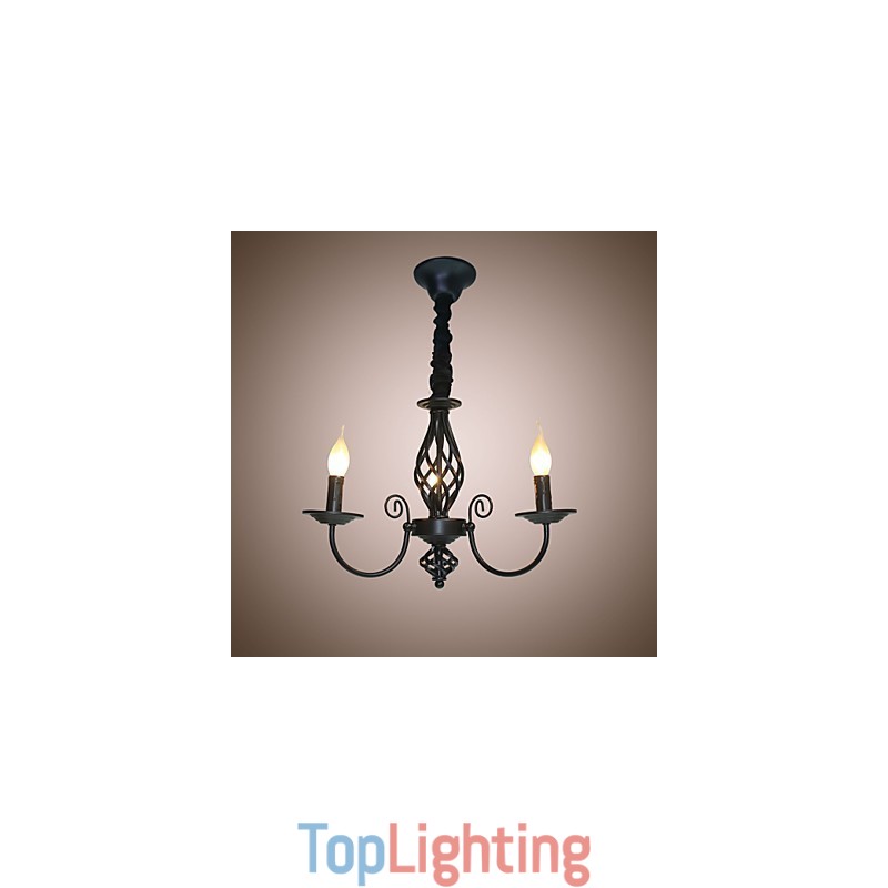 European Style Chandelier 3 Lights Chandelier Simple Lights Creative Iron Candles Lamps