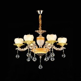 Traditional Classic Zinc Alloy Feature for Crystal Mini Style Metal 6 Bulbs Chandelier