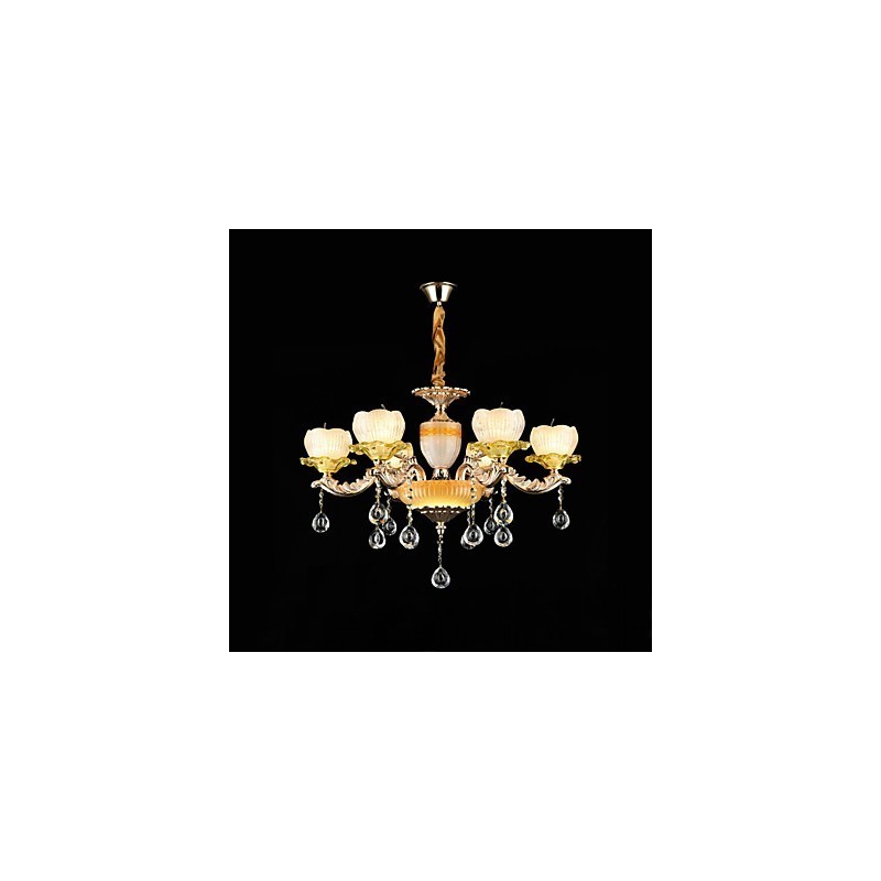 Traditional Classic Zinc Alloy Feature for Crystal Mini Style Metal 6 Bulbs Chandelier