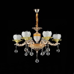 Traditional Classic Zinc Alloy Feature for Crystal Mini Style Metal 6 Bulbs Chandelier