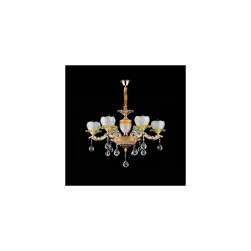 Traditional Classic Zinc Alloy Feature for Crystal Mini Style Metal 6 Bulbs Chandelier