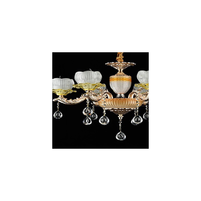 Traditional Classic Zinc Alloy Feature for Crystal Mini Style Metal 6 Bulbs Chandelier