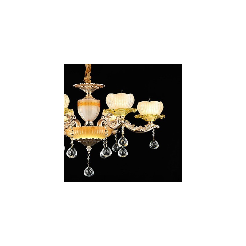 Traditional Classic Zinc Alloy Feature for Crystal Mini Style Metal 6 Bulbs Chandelier
