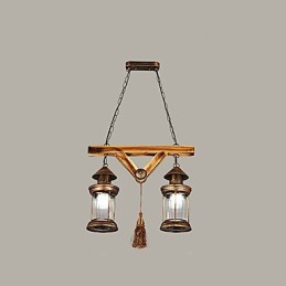 Rustic Lodge Globe Vintage Retro Country Painting Feature for Mini Style Designers Metal Chandelier