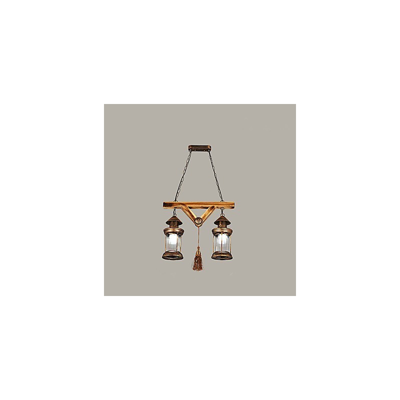 Rustic Lodge Globe Vintage Retro Country Painting Feature for Mini Style Designers Metal Chandelier