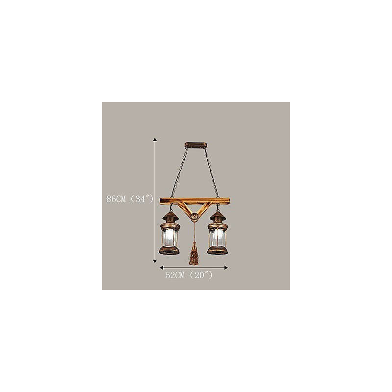 Rustic Lodge Globe Vintage Retro Country Painting Feature for Mini Style Designers Metal Chandelier