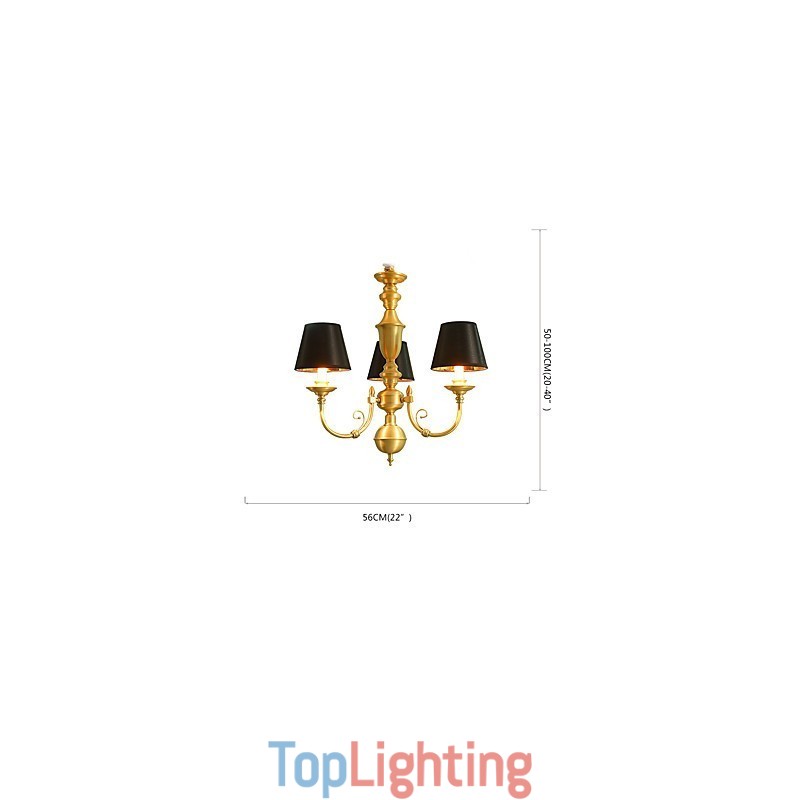 Chandelier Traditional Classic Country Brass Feature for Mini Style Metal 3 Bulbs
