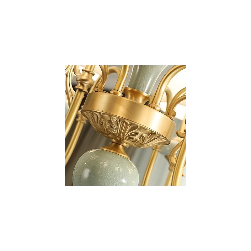 Chandelier Traditional Classic Country Brass Feature for Mini Style Metal 6 Bulbs