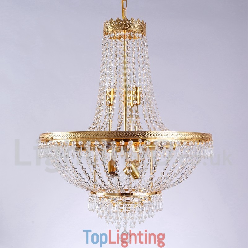 Traditional Classic Electroplated Feature for Crystal Mini Style Metal 9 Bulbs Chandelier