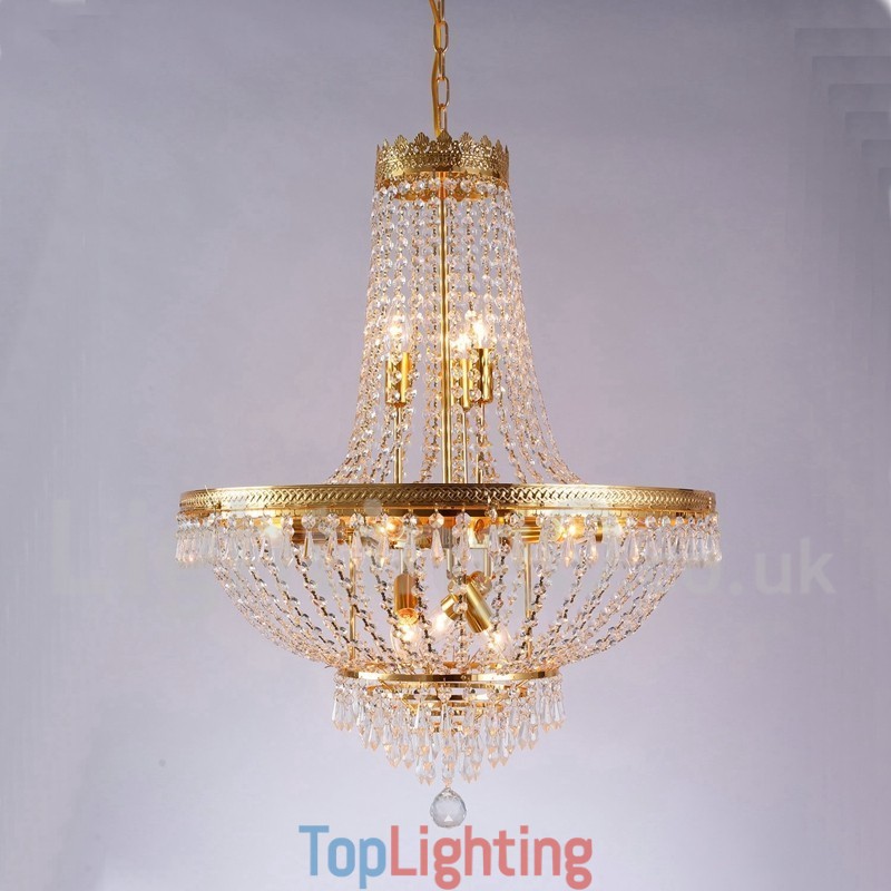 Traditional Classic Electroplated Feature for Crystal Mini Style Metal 9 Bulbs Chandelier