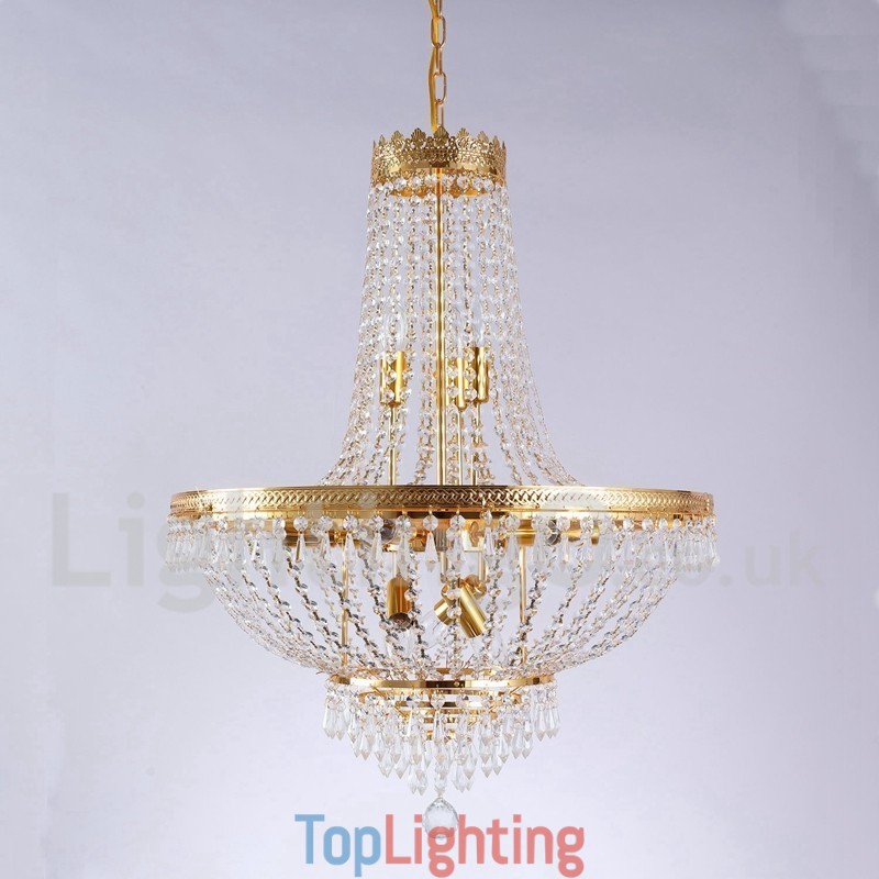 Traditional Classic Electroplated Feature for Crystal Mini Style Metal 9 Bulbs Chandelier