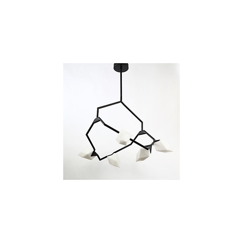 Five Light Post Modern Metal with Glass Peach Chandelier Lamp the Canteen Decorate Pendant Lamp
