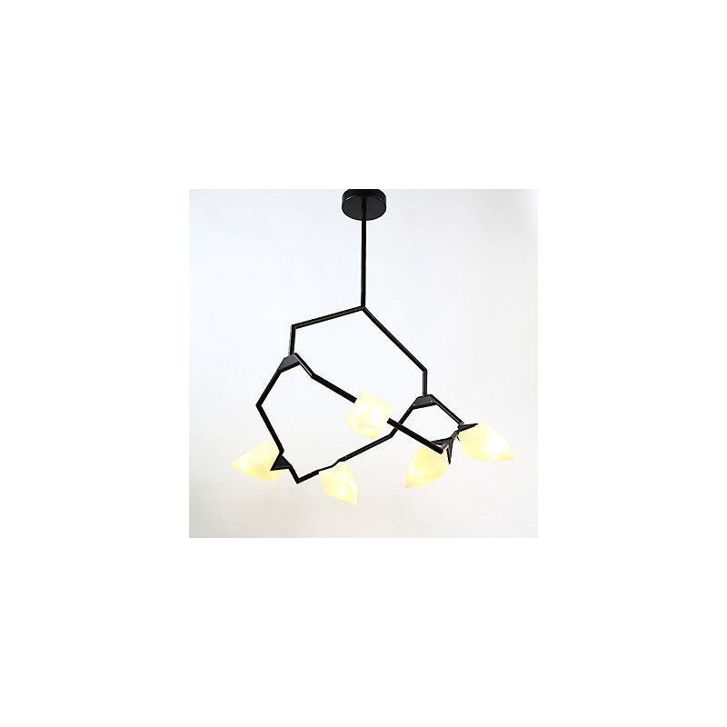 Five Light Post Modern Metal with Glass Peach Chandelier Lamp the Canteen Decorate Pendant Lamp