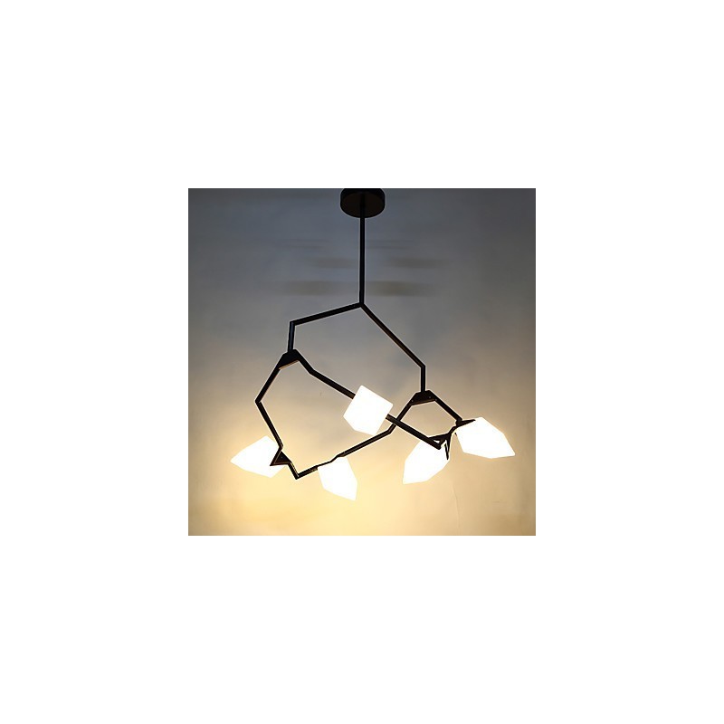 Five Light Post Modern Metal with Glass Peach Chandelier Lamp the Canteen Decorate Pendant Lamp