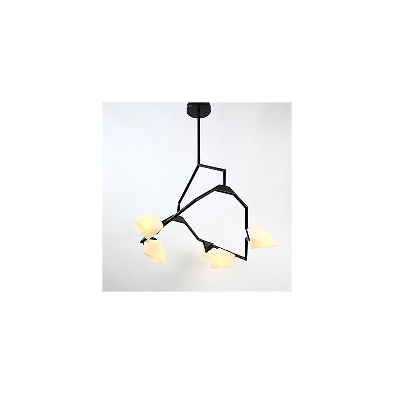 Five Light Post Modern Metal with Glass Peach Chandelier Lamp the Canteen Decorate Pendant Lamp
