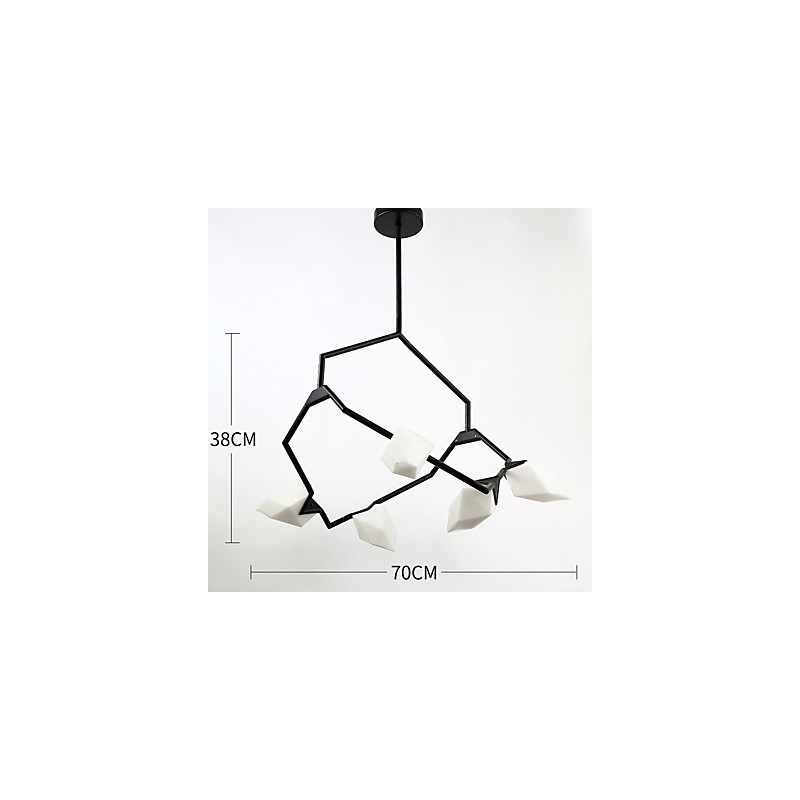 Five Light Post Modern Metal with Glass Peach Chandelier Lamp the Canteen Decorate Pendant Lamp