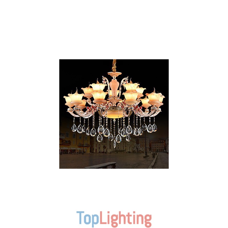Pendant Light Zinc Alloy Feature for Crystal Mini Style Metal Indoors Shops 15 Bulbs