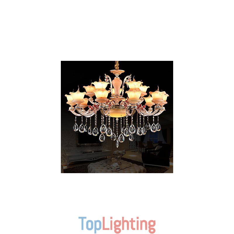 Pendant Light Zinc Alloy Feature for Crystal Mini Style Metal Indoors Shops 15 Bulbs