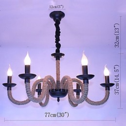Loft Industrial Wind Vintage Iron Lamps Shops Chandelier Rope Chandelier Lights