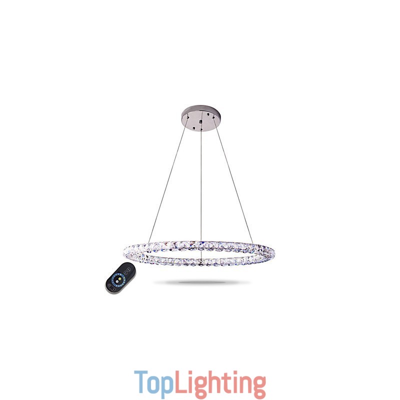Modern Ring Crystal Pendant Light Modern Crystal Chandelier Ceiling Light Indoor Lamp Fixtures Dimmable with Remote Control