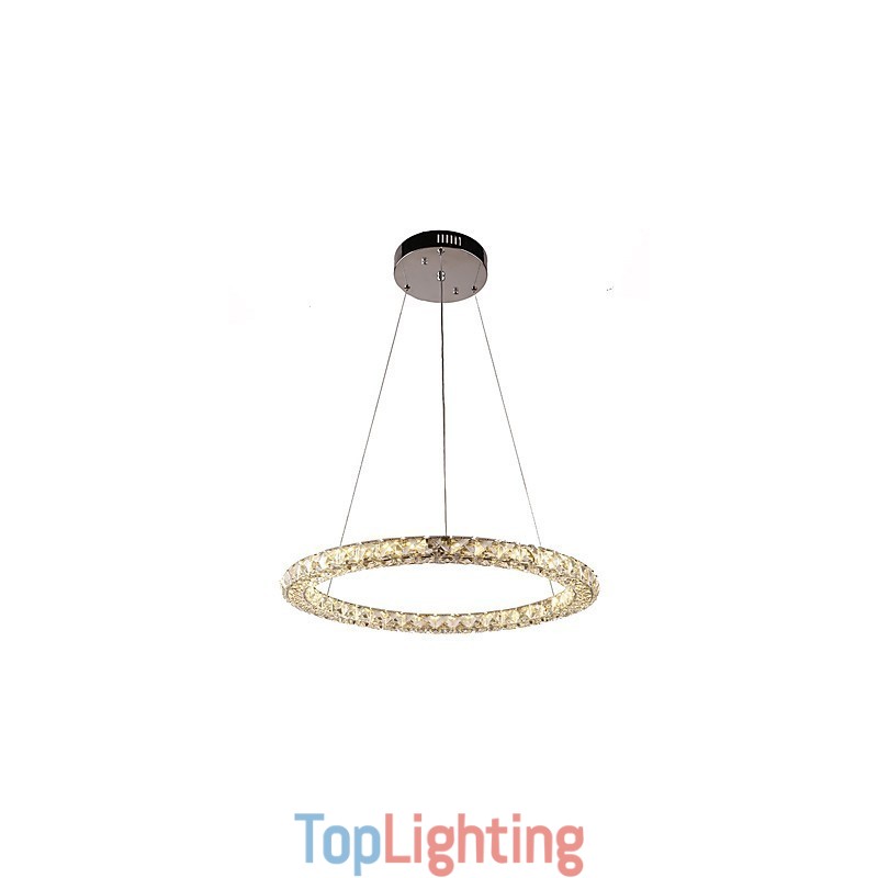 Modern Ring Crystal Pendant Light Modern Crystal Chandelier Ceiling Light Indoor Lamp Fixtures Dimmable with Remote Control