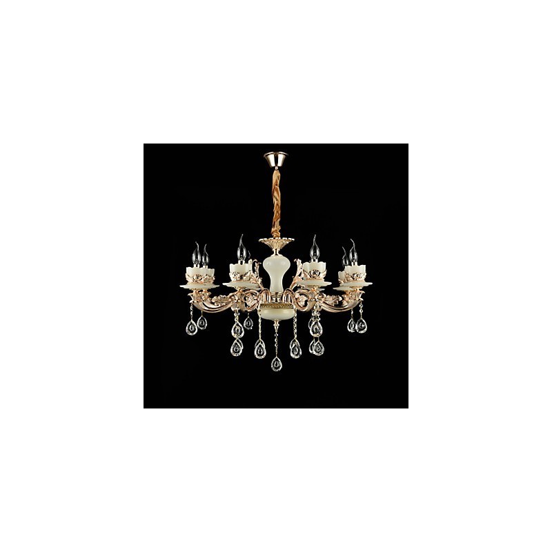 Traditional Classic Zinc Alloy Feature for Crystal Mini Style Metal 8 Bulbs Chandelier