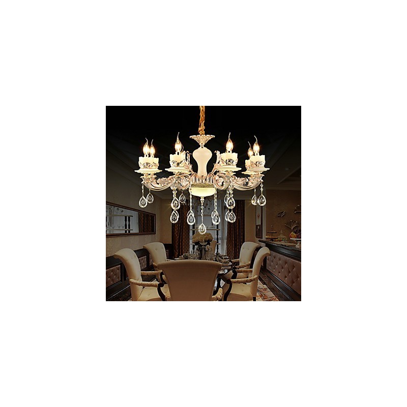 Traditional Classic Zinc Alloy Feature for Crystal Mini Style Metal 8 Bulbs Chandelier