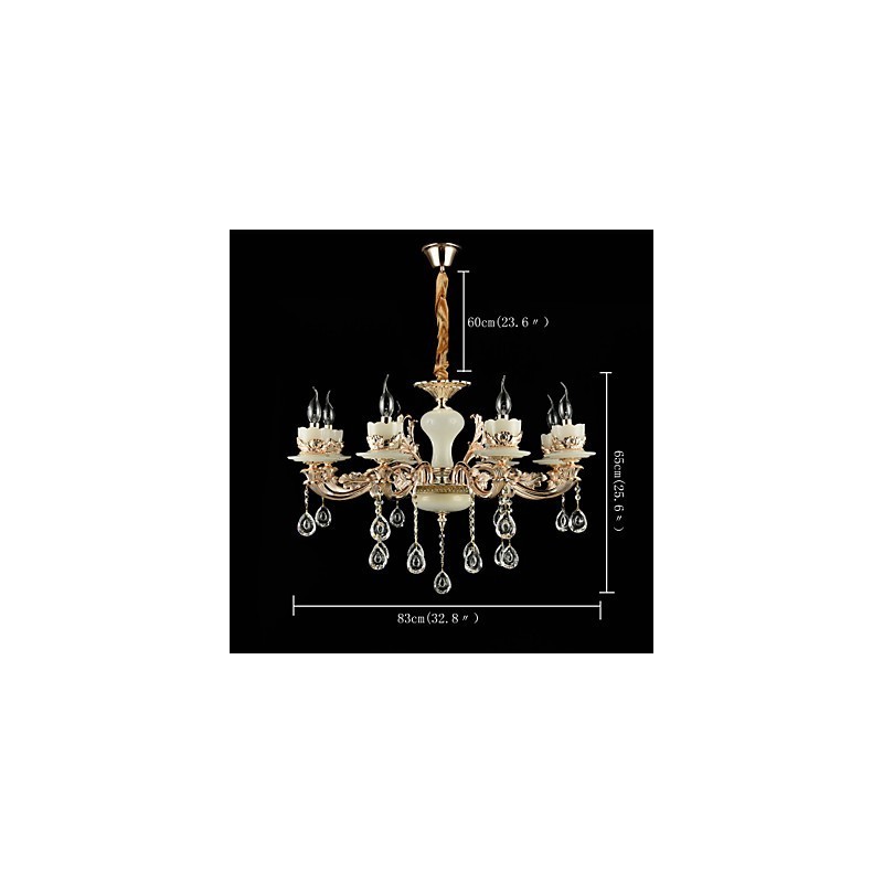 Traditional Classic Zinc Alloy Feature for Crystal Mini Style Metal 8 Bulbs Chandelier
