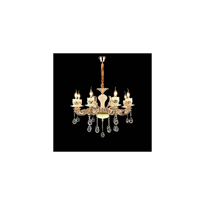 Traditional Classic Zinc Alloy Feature for Crystal Mini Style Metal 8 Bulbs Chandelier