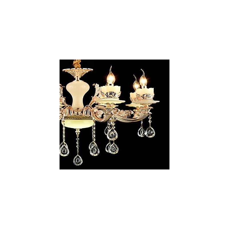 Traditional Classic Zinc Alloy Feature for Crystal Mini Style Metal 8 Bulbs Chandelier