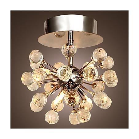 Modern Contemporary Crystal Mini Style Chrome Metal Chandelier Flush Mount Modern Contemporary Crystal Mini Style Chrome Metal Chandelier Flush Mount