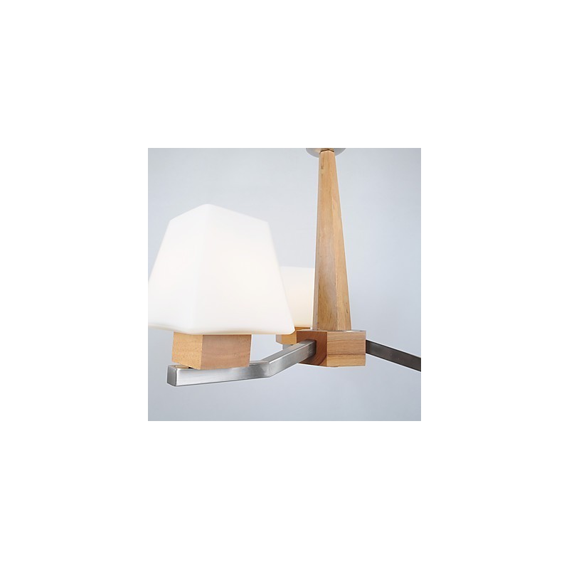 Modern Contemporary Electroplated Feature for Wood Bamboo Chandelier