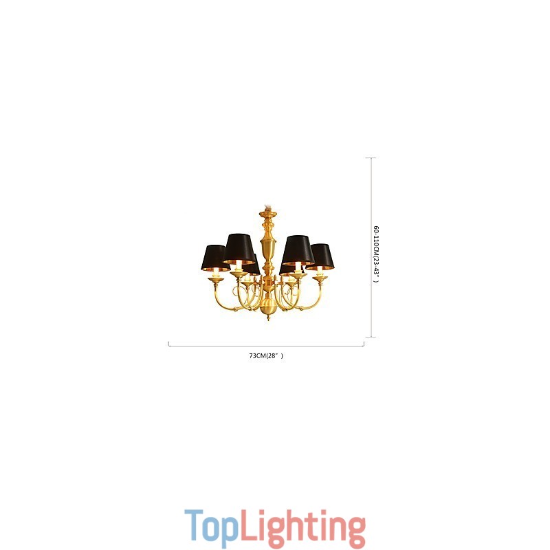 Chandelier Traditional Classic Country Brass Feature for Mini Style Metal 6 Bulbs