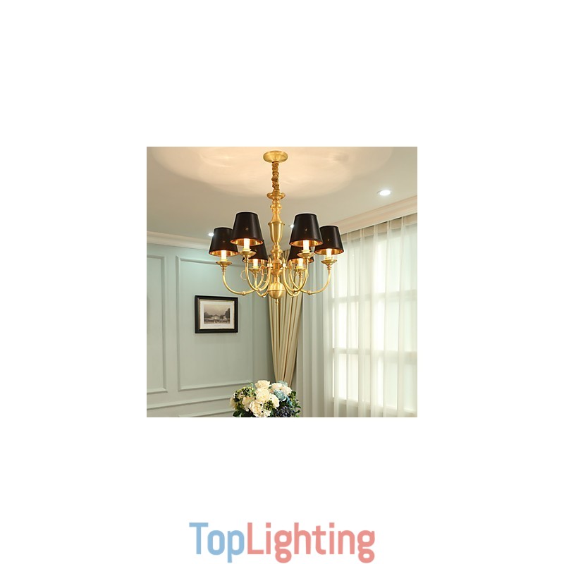 Chandelier Traditional Classic Country Brass Feature for Mini Style Metal 6 Bulbs