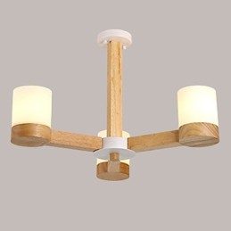 3 Lights Chandelier Modern Contemporary Traditional Classic Vintage Country Wood Feature for Wood