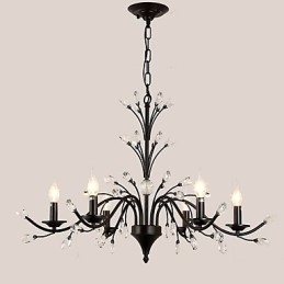 6 Lights Crystal Chandelier Modern Contemporary Traditional Classic Vintage Retro Country Painting Feature