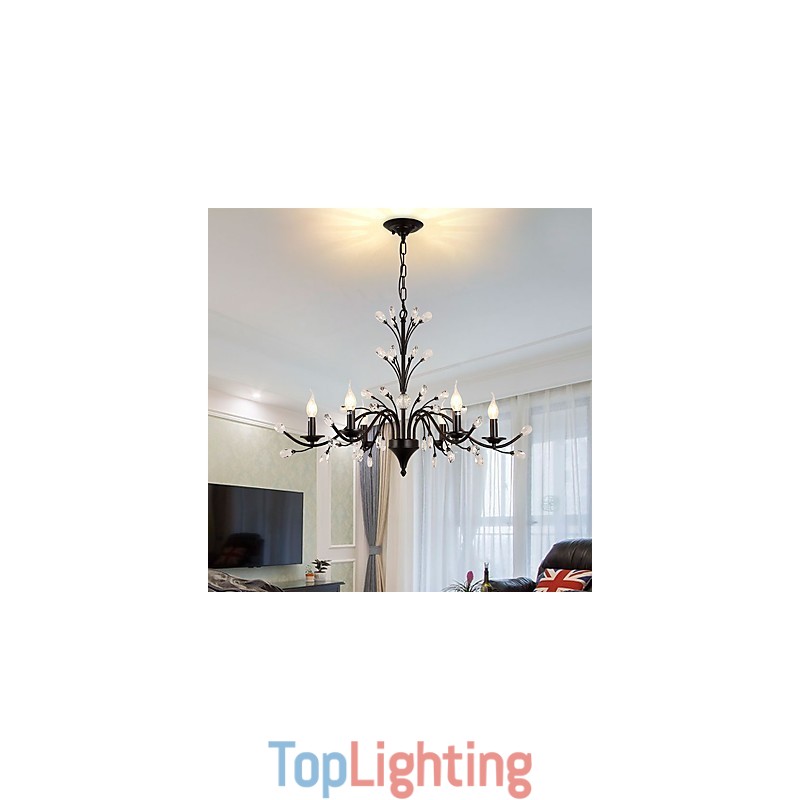 6 Lights Crystal Chandelier Modern Contemporary Traditional Classic Vintage Retro Country Painting Feature