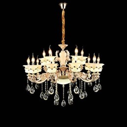 Traditional Classic Zinc Alloy Feature for Crystal Mini Style Metal Indoors Garden 15 Bulbs Chandelier