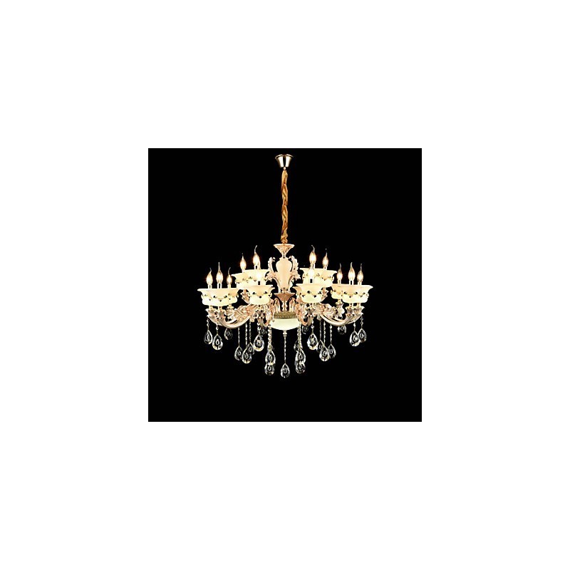 Traditional Classic Zinc Alloy Feature for Crystal Mini Style Metal Indoors Garden 15 Bulbs Chandelier