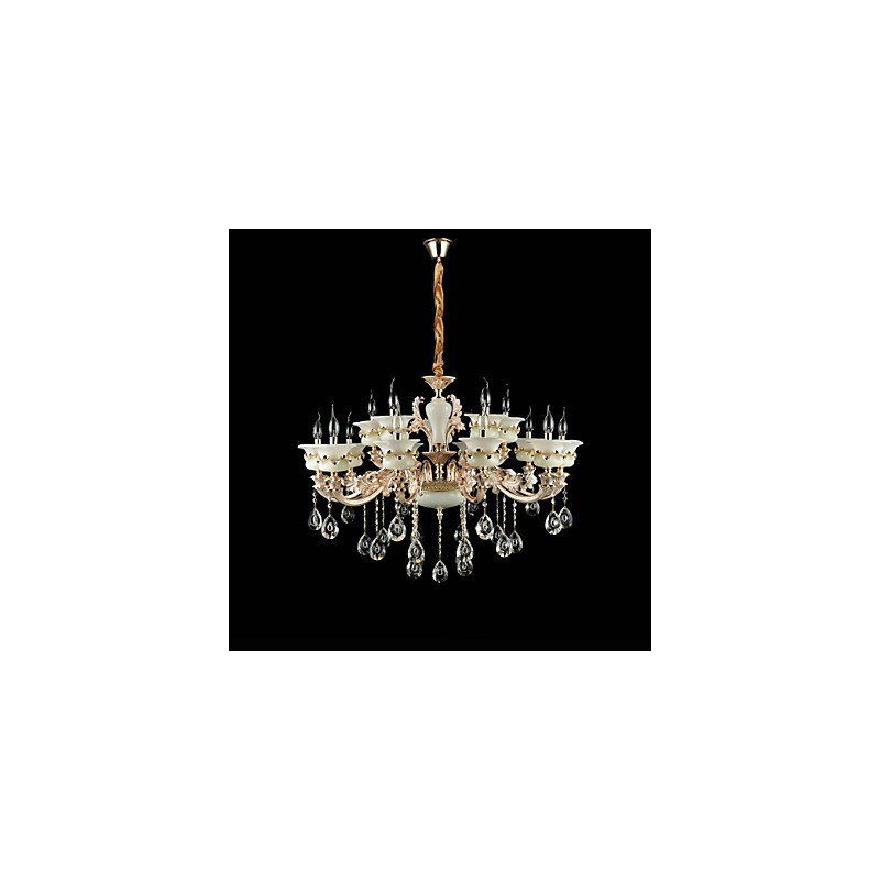 Traditional Classic Zinc Alloy Feature for Crystal Mini Style Metal Indoors Garden 15 Bulbs Chandelier