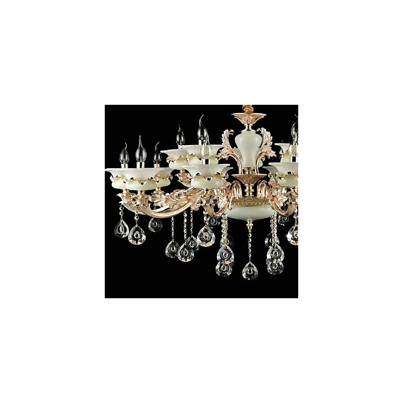 Traditional Classic Zinc Alloy Feature for Crystal Mini Style Metal Indoors Garden 15 Bulbs Chandelier