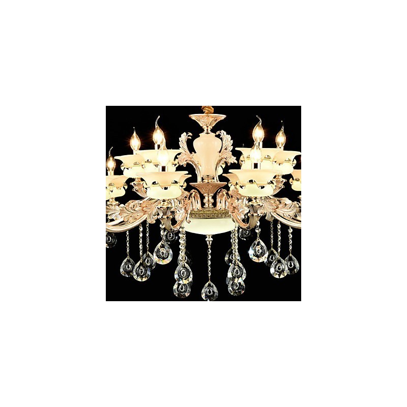 Traditional Classic Zinc Alloy Feature for Crystal Mini Style Metal Indoors Garden 15 Bulbs Chandelier