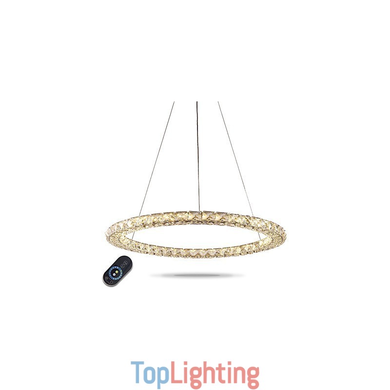 Ring Crystal Pendant Light Modern Crystal Chandelier Ceiling Lights Indoor Lamp Fixtures Dimmable with Remote Control