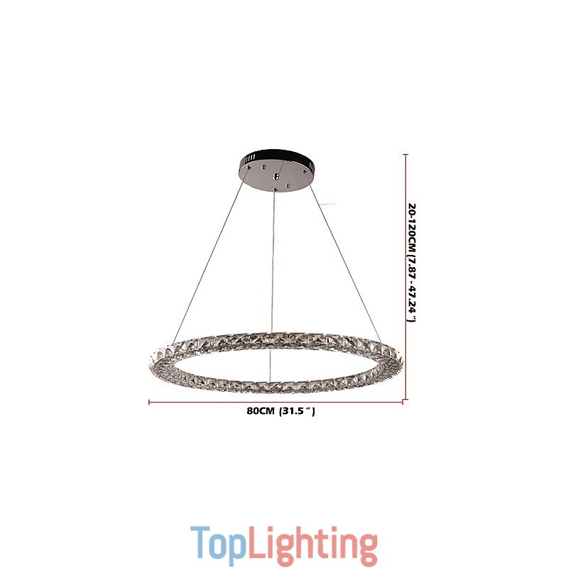Ring Crystal Pendant Light Modern Crystal Chandelier Ceiling Lights Indoor Lamp Fixtures Dimmable with Remote Control