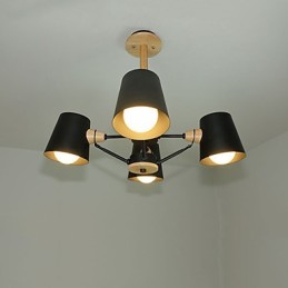 4 Light Multi Colours Macaron Wood Vintage Painting Feature Metal Chandelier