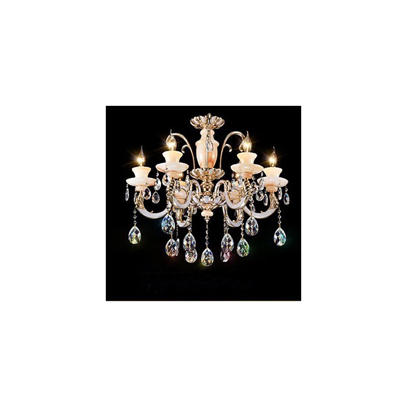 European High Grade Jade Crystal Pendant Lamp Atmosphere Zinc Alloy Pendant lamp Candle Crystal lamp