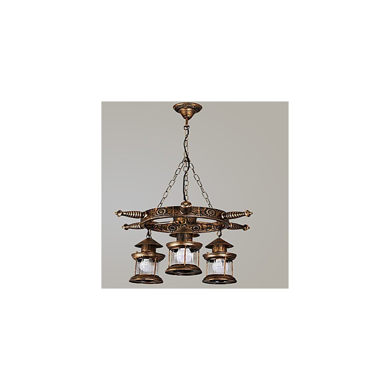 Rustic Lodge Vintage Retro Country Globe Painting Feature for Mini Style Designers Metal Chandelier