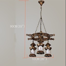 Rustic Lodge Vintage Retro Country Globe Painting Feature for Mini Style Designers Metal Chandelier