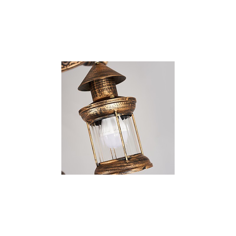 Rustic Lodge Vintage Retro Country Globe Painting Feature for Mini Style Designers Metal Chandelier