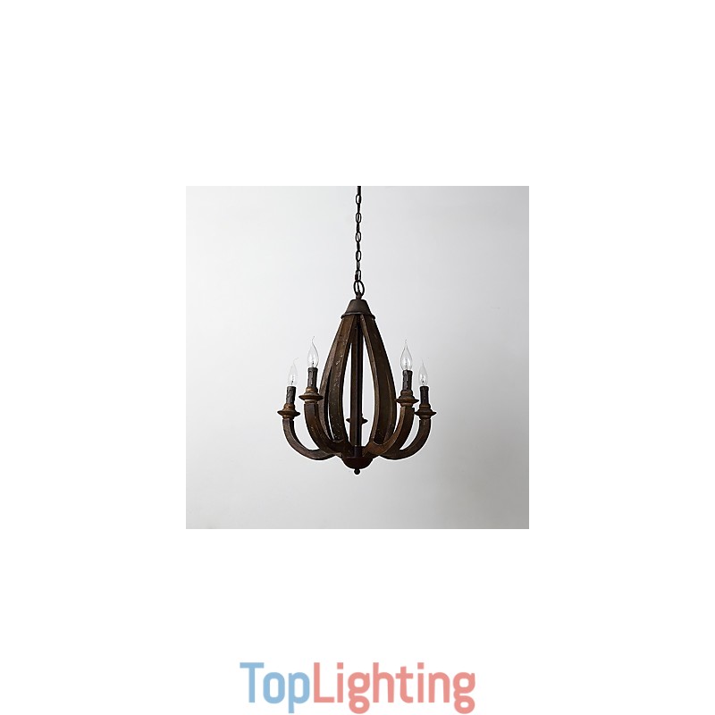 Vintage Painting Feature Mini Style Wood Bamboo Chandelier Lamp the Decorate Pendant Lamp
